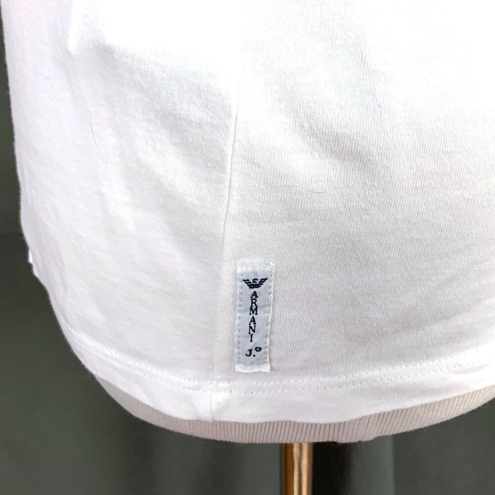Armani Jeans White Cotton Graphic Short Sleeve Tee Sz M - Picture 8 of 16